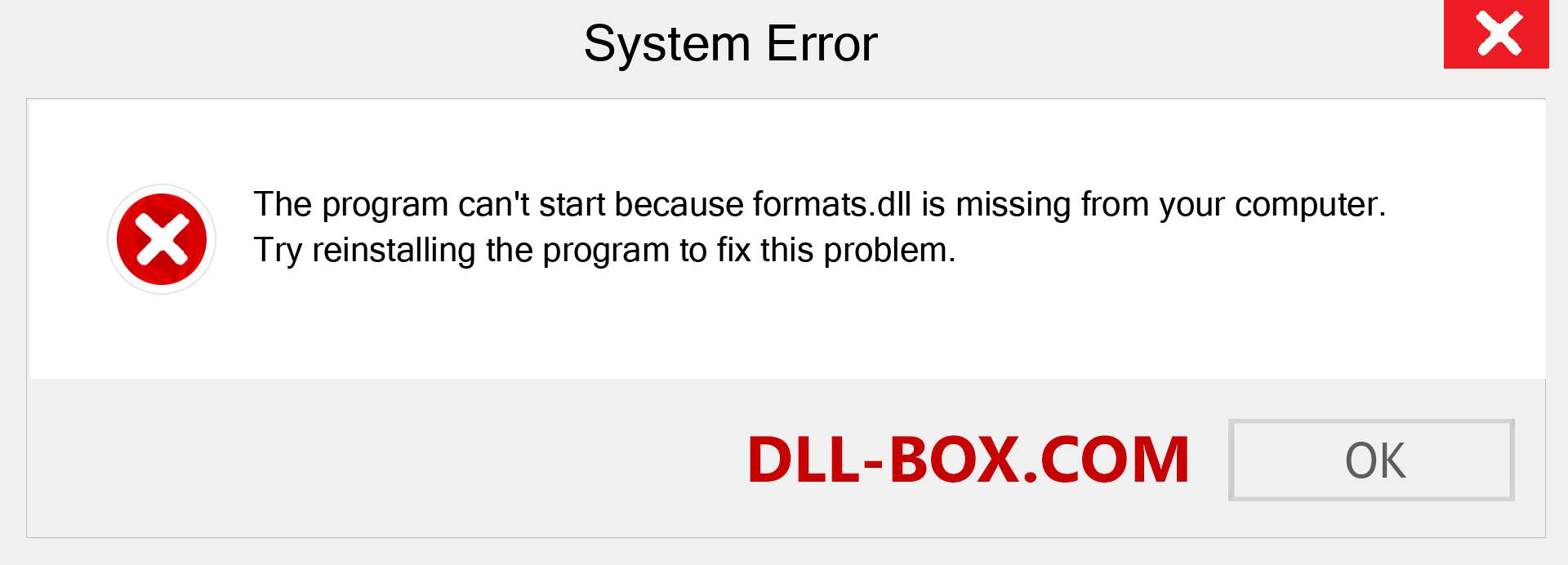  formats.dll file is missing?. Download for Windows 7, 8, 10 - Fix  formats dll Missing Error on Windows, photos, images